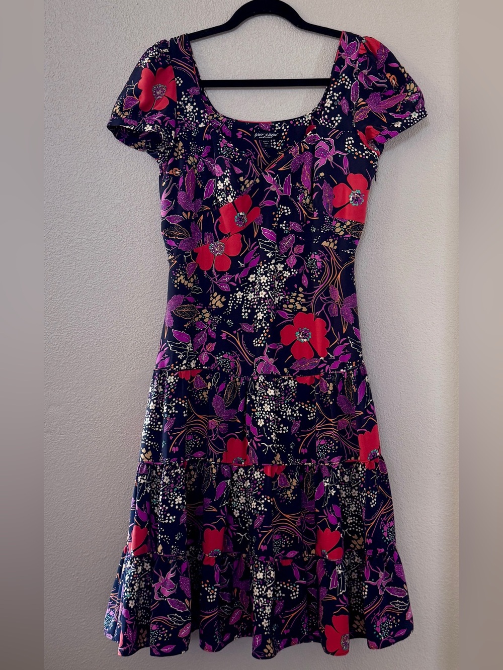 Vintage Betsey Johnson Women's printed floral dress with V-neck